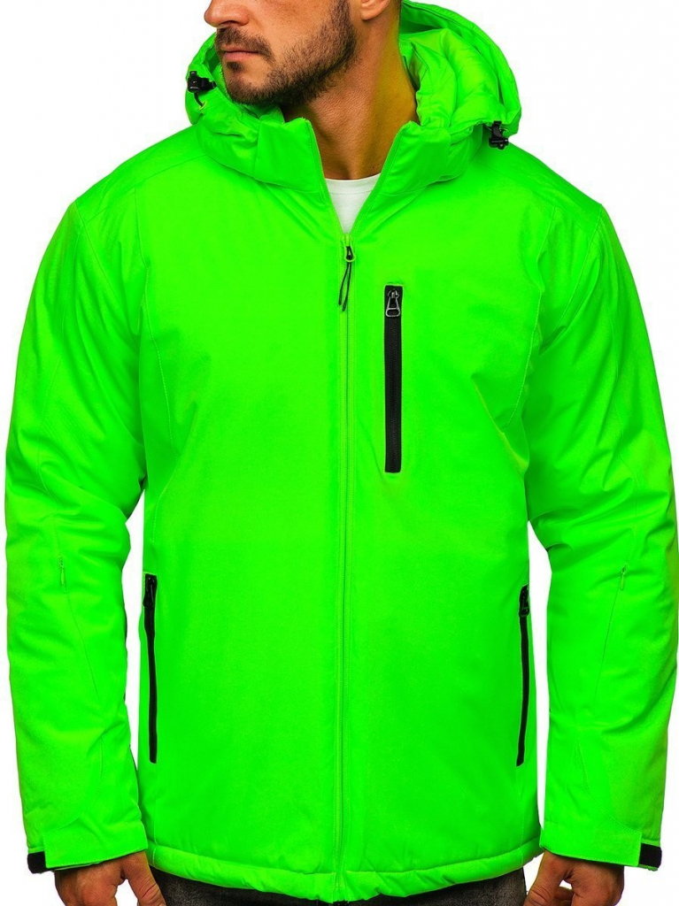 Bolf Zelená neónová pánska športová lyžiarská zimná bunda HH011