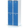 Alfa 3 Šatníková skrinka s úložnými boxami, 4 boxy, 1800 x 800 x 500 mm, cylindrický zámok, modré dvere