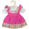 Bigjigs Toys Růžové šaty s pruhovaným lemováním pro panenku 38 cm