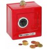 Pokladnička Goki, kovový trezor červený s kódom