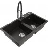 MEXEN/S MEXEN/S - Tomas granitový drez 2-bowl vrátane batérie Aster, čierna/zlatá metalik 6516-75-73450-07