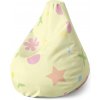 Sablio Sedací vak Pear Kvetiny na žltej - 70 x 95 x 15 cm