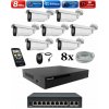Amiko IP 7 kamerový set so switchom, Varifokal, 4K Ultra HD 8Mpix, Tube (1805K7V2) (Amiko)