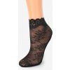 Marilyn Tenké ponožky s čipkou a kvetinovým vzorom FASHION U24 Čierna