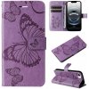 Peňaženkové kožené puzdro Butterfly na iPhone 16e - Fialová