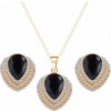 Vykladaný set náušnice a náhrdelník Gold - čierny
