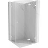 Mexen Lunar, L pravý výklopný päťuholníkový sprchový kút 90 x 90 cm, 8mm číre sklo, biely profil, 831L-090P-090L-20-00-P