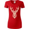 Jeleň kresba - Dámske tričko z organickej bavlny Origin (GOTS) - XL ( Červená )