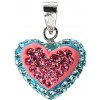 Šperky Nina - Strieborný prívesok s kamienky Swarovski komponent 925/1000 - pri ag kam H 193 (Strieborný prívesok s kamienky Swarovski komponent 925/1000 ( srdiečko modro-ružové) )