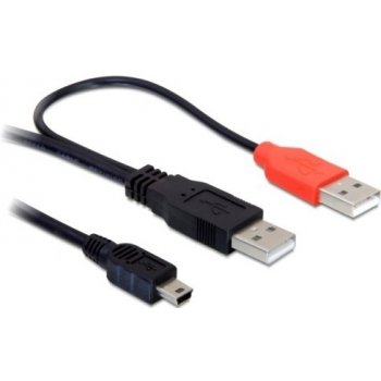 Delock USB napájecí Y kabel, 2x A na mini USB B, 1m