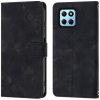 Peňaženkové kožené puzdro Embossed na Honor X8 5G/X6 - Čierna