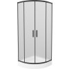 MEXEN/S - Rio sprchovací kút štvrťkruh 70 x 70, dekor, čierny + vanička Rio vrátane výpuste 863-070-070-70-30-4710