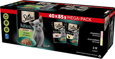 SHEBA Kitten mix príchutí maškrty pre mačiatka v omáčke 40 x 85 g