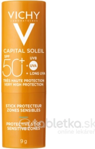 Vichy Ideál Soleil ochranná tyčinka pre ochranu citlivých partií a pier SPF50+ 9 g