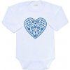 Detské body s potlačou New Baby Ľudový vzor modré srdiečko 80 (9-12m)