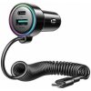Joyroom Car Charger 3-in-1, C+U with Type-C Coiled Cable 1.6m, 72W, Black (JR-CL07)