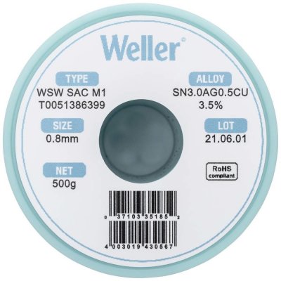 Weller WSW SAC M1 spájkovací cín bez olova cievka Sn3,0Ag0,5Cu 500 g 0.8 mm