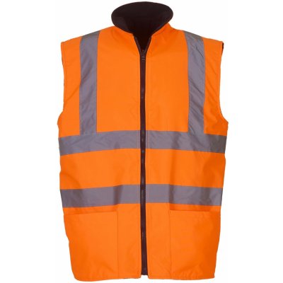 Yoko Reflexná obojstranná fleecová vesta HV008F Fluorescent Orange