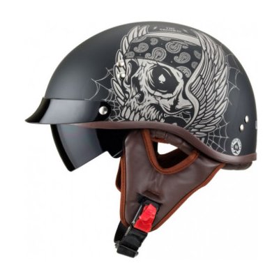 W-TEC Retro helma W-TEC Black Heart Longroad - Wings Skull , Veľkosť XS