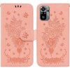 Peňaženkové kožené puzdro Butterfly Rose na Xiaomi Redmi Note 10/10S - Ružová