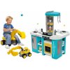 Set kuchynka elektronická Tefal Studio 360° XL Bubble Smoby a bager Maxi Power so sedadlom a autíčko