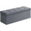 Skladací Puff Úložný Box 38 x 110 x 38 cm, 300 kg nosnosť, šedý