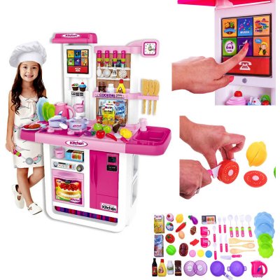 JOKO interaktívna kuchynka s hudobným panelom chladničkou rúrou ružová