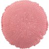 J-Line by Jolipa Ružový okrúhly bavlnený vankúš s čipkou Lace pink Ø 38x12