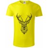 Jeleň kresba - Tričko z organickej bavlny - 2XL ( Citrónová )