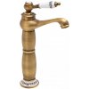 Vysoká umývadlová batéria na dosku RETRO stará ZLATÁ