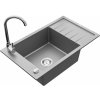 Granitový drez s kuchynskou batériou MEXEN ELIAS šedý/chróm
