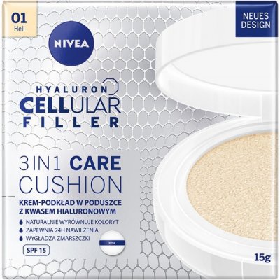 Nivea Hyaluron Cellular Filler 3v1 pečující tónovací krém make-up v houbičce 01 Světlý 15 g