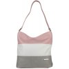 TOMMY dámska koženková kabelka ružová/biela/sivá