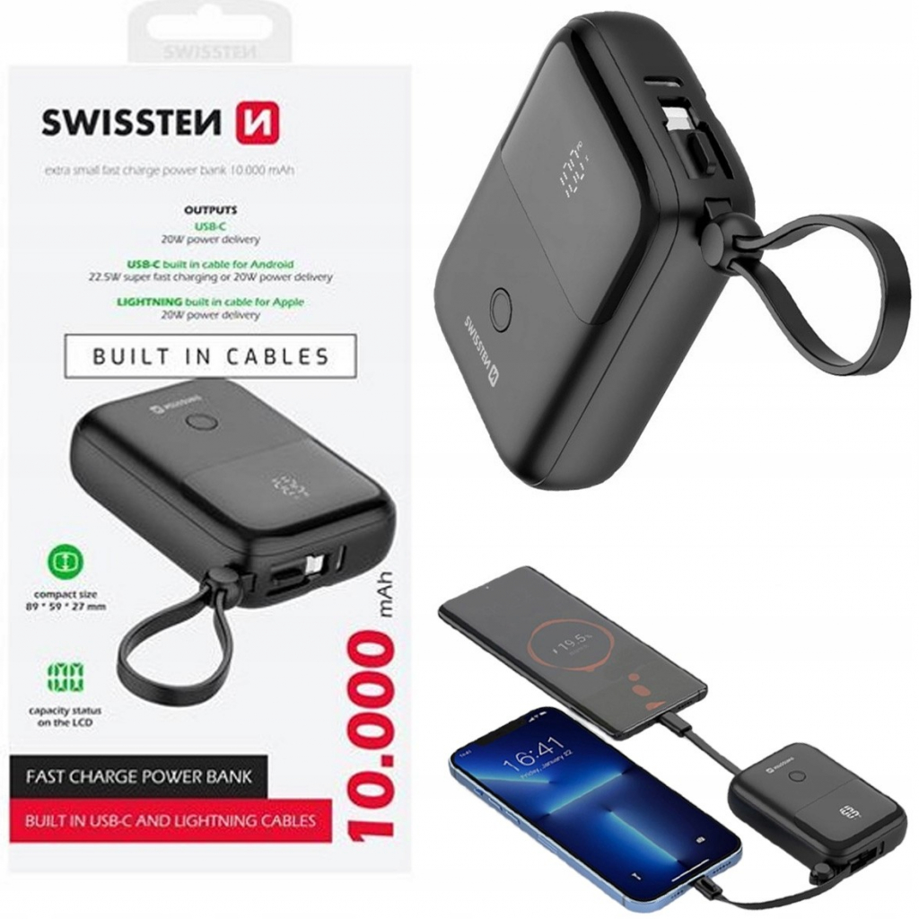 Swissten 10 000 mAh 22,5 W 22013931 čierna