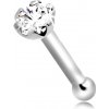 Šperky eshop - Rovný piercing do nosa z bieleho 14K zlata s ligotavým briliantom, 1,5 mm S3BT502.29