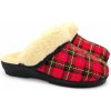 Dámske zateplené papuče s ovčou vlnou karo, pohodlné a teplé (37)