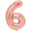 Party Fóliový narodeninový balón číslo 6 rose gold - 100 cm veľký balón na oslavu