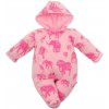 Zateplená dojčenská kombinéza s kapucňou Baby Service Slony ružová 68 (4-6m)