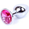 Boss Series Jewellery Silver Plug PINK - strieborný análny kolík s drahokamom 7 x 2,7 cm