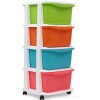 QUATRO | 4patrový regál s výsuvnými boxy a kolečky | úložný plastový organizér | multicolor | 79 cm