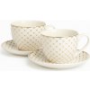Livello Darčeková porcelánová sada na kávu – zlatá geometria, 2 šálky a tanieriky