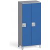 Šatníková skriňa S4, 2 oddiely, 1400 x 600 x 400 mm, demont, otočný zámok, sivá/modrá