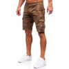 Hnedé pánske látkové šortky s maskáčovým vzorom a cargo vreckami Bolf ZK8806