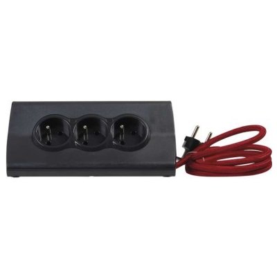 EMOS Legrand predlžovací kábel 1,5 m / 3 zásuvky / s USB / čierná-červená / PVC / 1,5 mm2 L050411