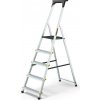 Drabest | Skladací rebrík - 5 stupňov, nosnosť 150 kg - hliníkový rebrík, rebrík, pČervenáišmykové nohy, rebrík