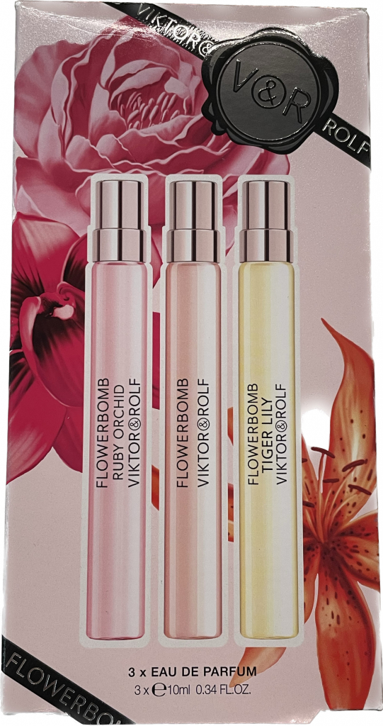 Viktor & Rolf Flowerbomb SET: Ruby Orchid, Parfumovaná voda 10ml + Parfumovaná voda 10ml + Tiger Lily, Parfumovaná voda 10ml pre ženy