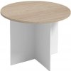 Rokovací stôl s guľatou doskou PRIMO WHITE, priemer 100 cm, biela/dub prírodný