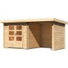 KARIBU HOLZTECHNIK Drevený domček KARIBU BASTRUP 2 + prístavok 200 cm vrátane zadnej a bočnej steny (73314) natur LG2944