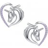 Olivie Strieborné náušnice JEDNOROŽEC V SRDCI 3761 Ag 925; ≤1,9 g.