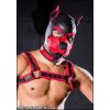 Psia maska Mr. S Leather Neoprene K9 Hood červená Medium, neoprénová psia kukla pre puppy play